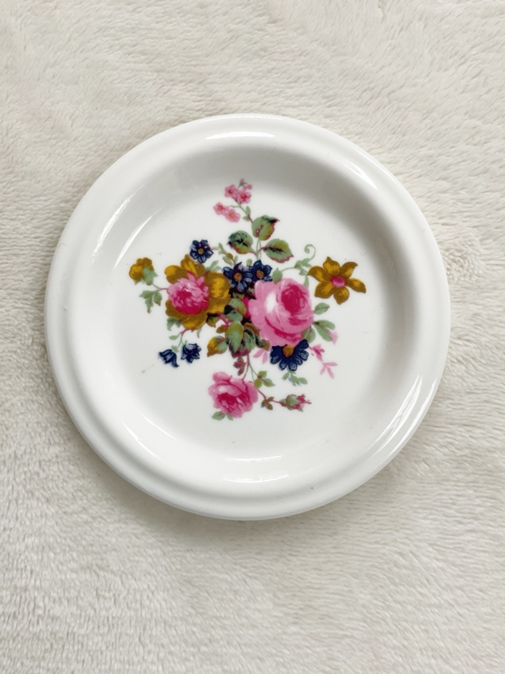 Vintage English Bone China Floral Ring Dish Pink Cottagecore Trinket
